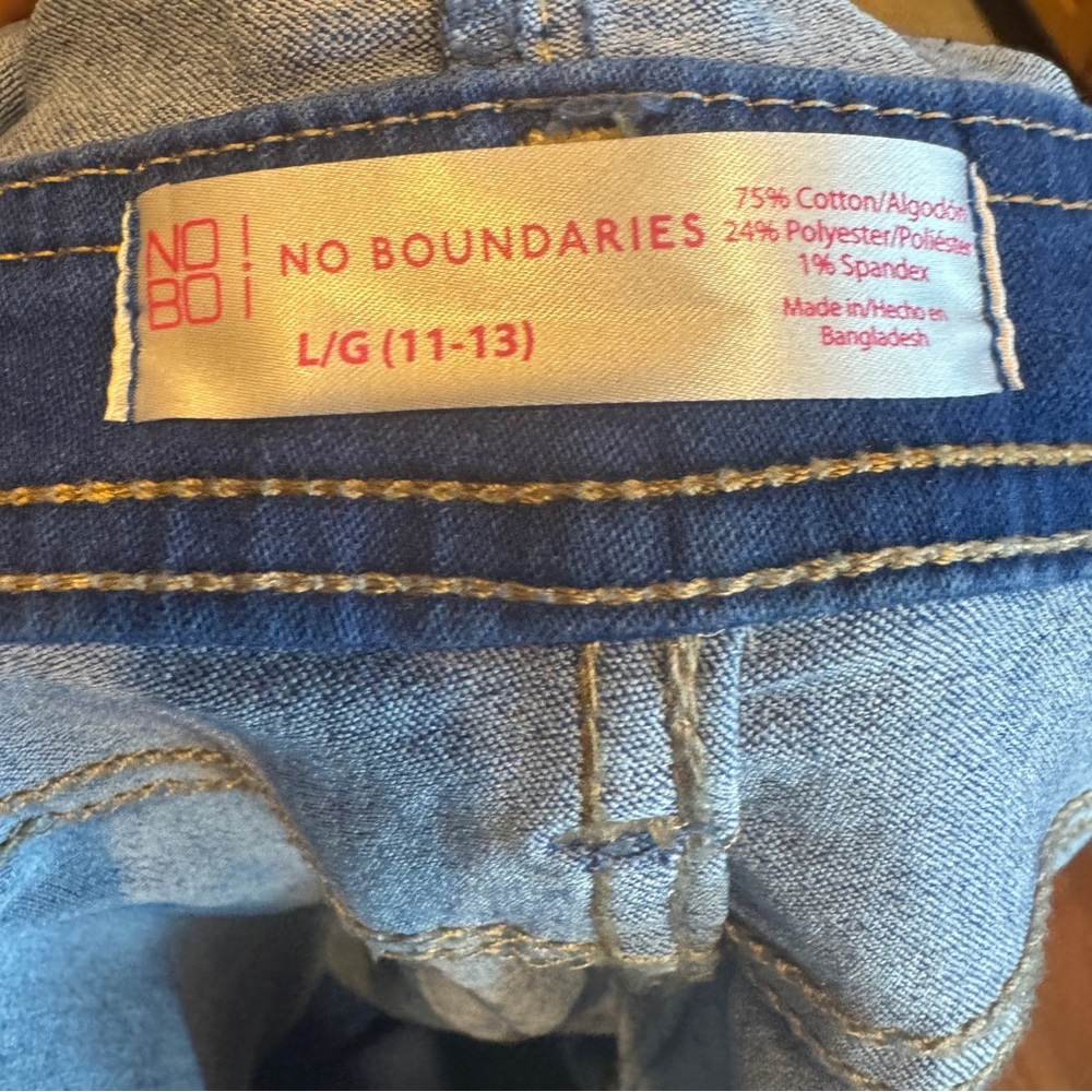 No Boundaries Overalls Womens Blue Denim Short Jumpsuit Size L(11-13) - Picture 3 of 10